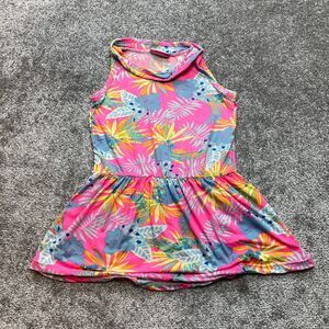 Coney Island Sun Dress Girls 6X Pink Tropical Floral Sleeveless Polyester Casual
